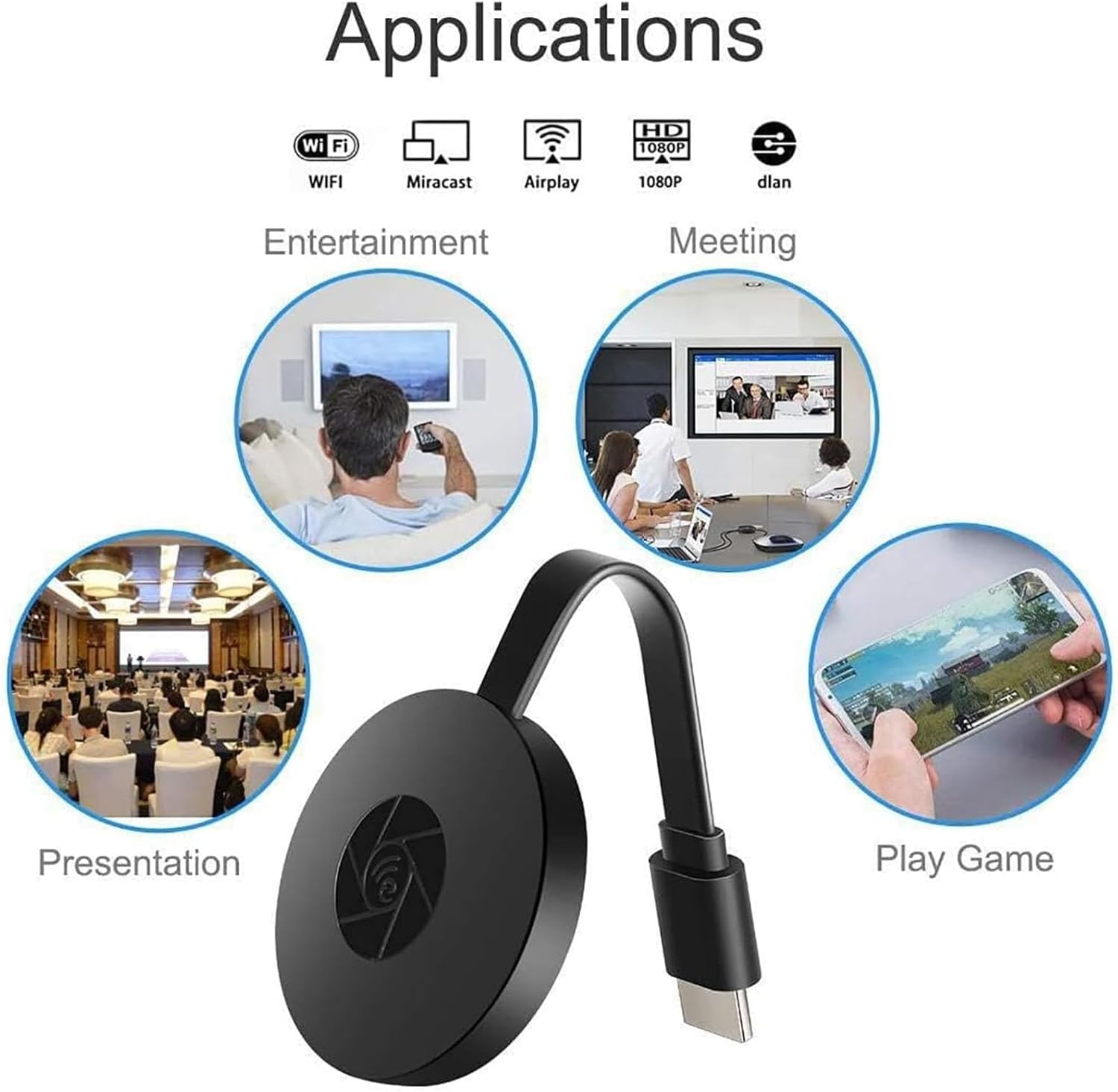 1080P Wireless HDMI Dongle Display Receiver – Wireless Screen Mirroring and Casting for iOS, Android, and Windows Devices - Office Catch