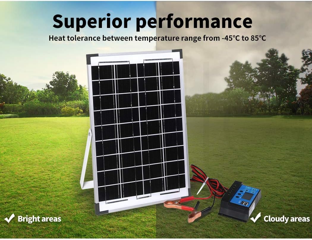 10W Solar Panel Kit 12V Power Caravan Camping Battery Charging Home Garden - Office Catch