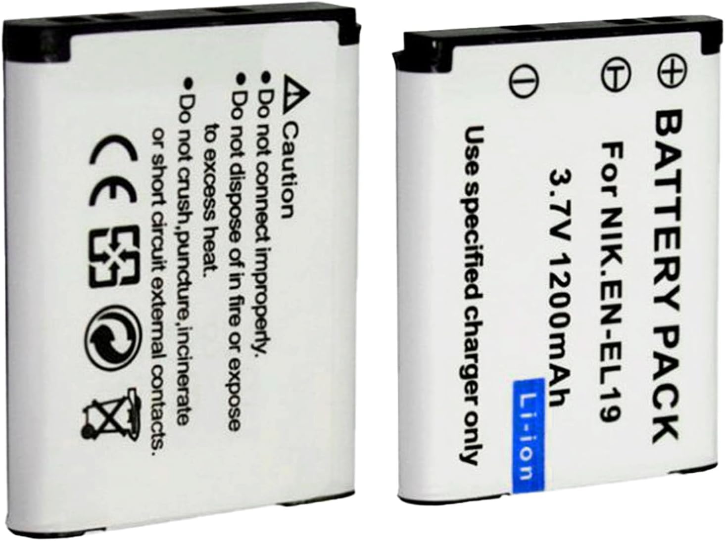 2 Pack | EN - EL19 Compatible Battery for Nikon CoolPix S100, S3100, S3500, and S2500 Models - Office Catch