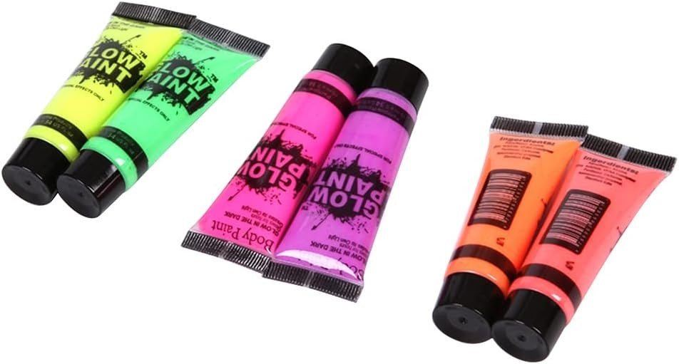 24 Tubes UV Glow Neon Face Body Paint Black Light Fluro Party Glow in Dark - Office Catch