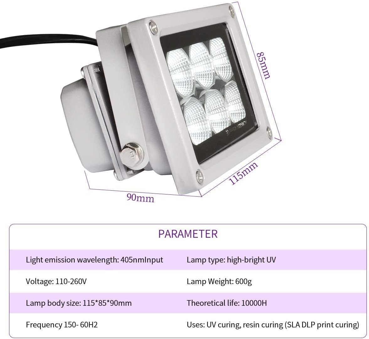 3D Printer UV LED Resin Curing Light Lamp for SLA/DLP 3D Printer Solidify - Office Catch