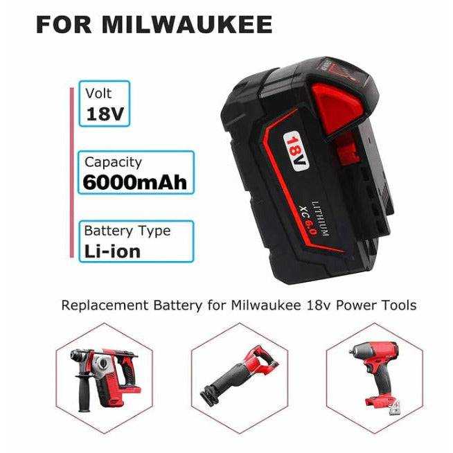 [4 Batteries] Compatible with Milwaukee 18V M18 Tools | 6.0Ah Battery Replacement | Super Heavy Duty - Office Catch