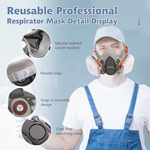 7 IN 1 Gas Mask Full Face Respirator Paint Spray Chemical Facepiece Safety - Office Catch