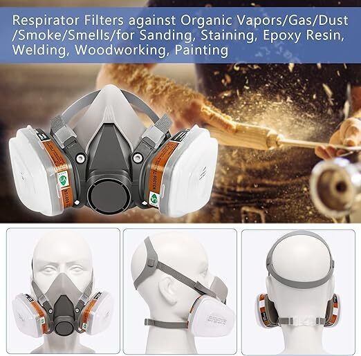 7 IN 1 Gas Mask Full Face Respirator Paint Spray Chemical Facepiece Safety - Office Catch