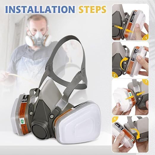 7 IN 1 Gas Mask Full Face Respirator Paint Spray Chemical Facepiece Safety - Office Catch