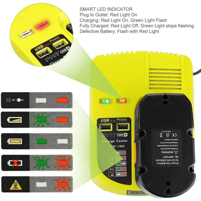 Battery Charger P117 For Ryobi One + Plus P108 Li - ion Ni - cad Ni - mh 12V - 18V New - Office Catch