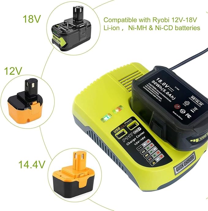 Battery Charger P117 For Ryobi One + Plus P108 Li - ion Ni - cad Ni - mh 12V - 18V New - Office Catch