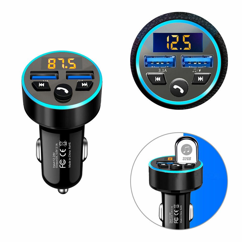 Car Bluetooth FM Transmitter Radio Adapter with Dual USB Charger - Office Catch