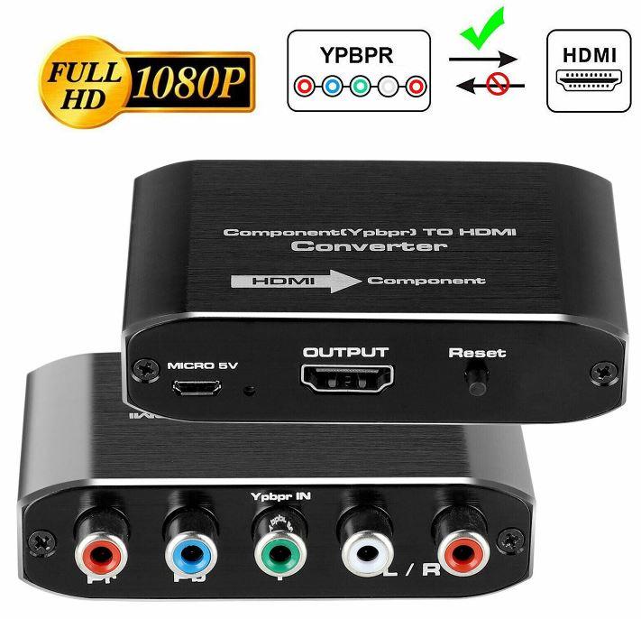 Component Video & L/R RCA Stereo Audio to HDMI Converter Adapter for DVD Xbox PS - Office Catch