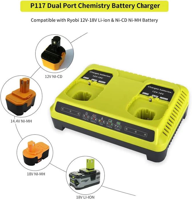 Dual Port Rapid Charger for Ryobi One + Plus P108 Li - ion Ni - CD Ni - MH 18V - Office Catch