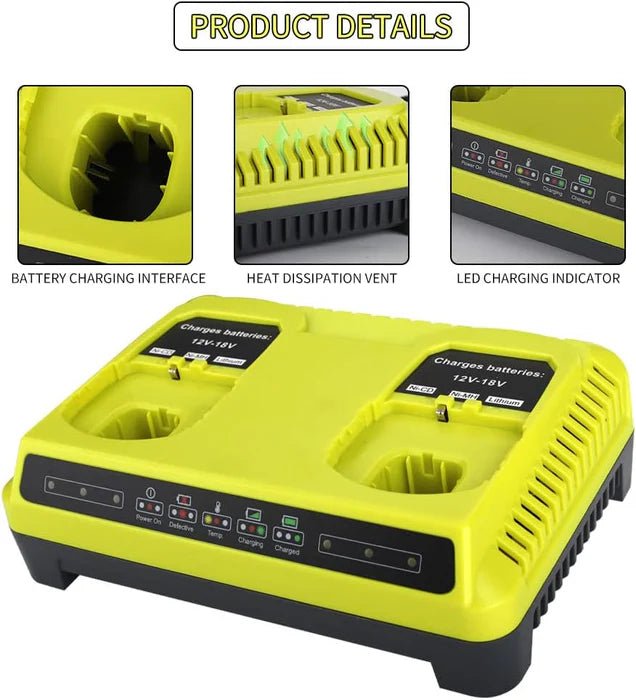 Dual Port Rapid Charger for Ryobi One + Plus P108 Li - ion Ni - CD Ni - MH 18V - Office Catch