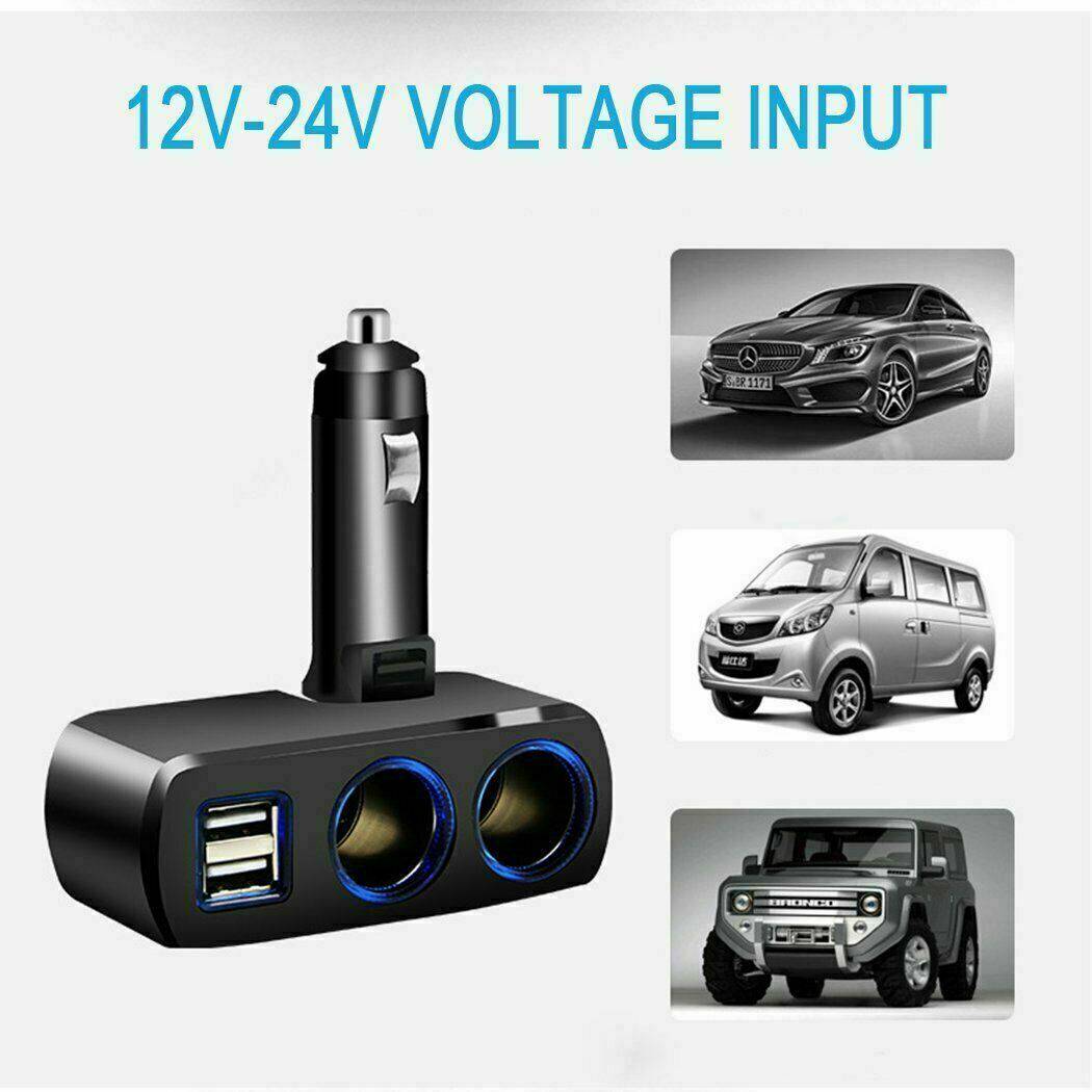 Dual USB Car Charger with Cigarette Lighter Socket Splitter - Office Catch