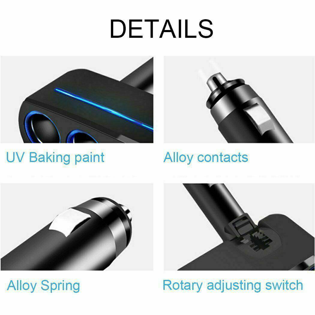 Dual USB Car Charger with Cigarette Lighter Socket Splitter - Office Catch