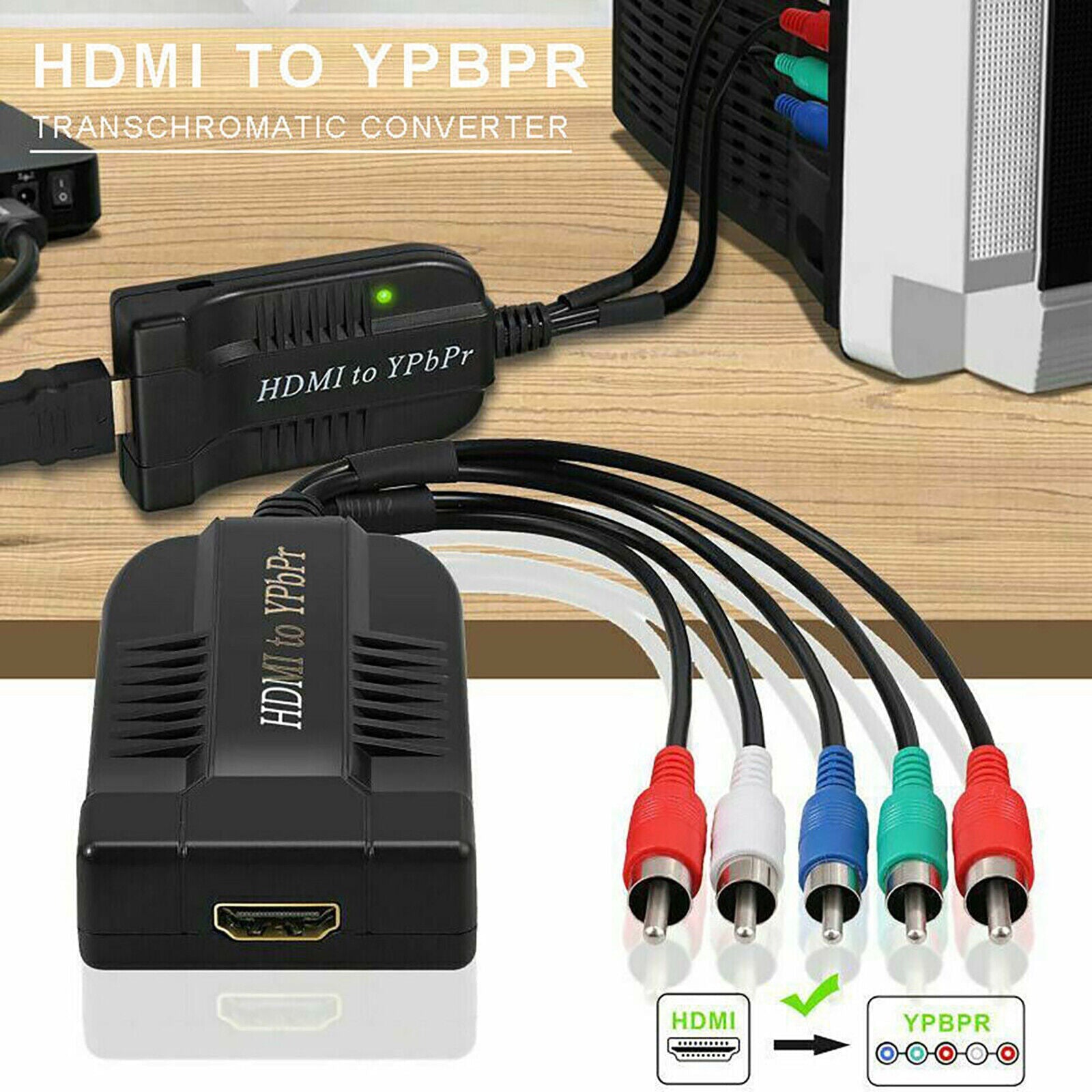 HDMI to 1080P YPBPR Component Video 5RCA RGB Adapter R/L Audio Output 720/1080P - Office Catch