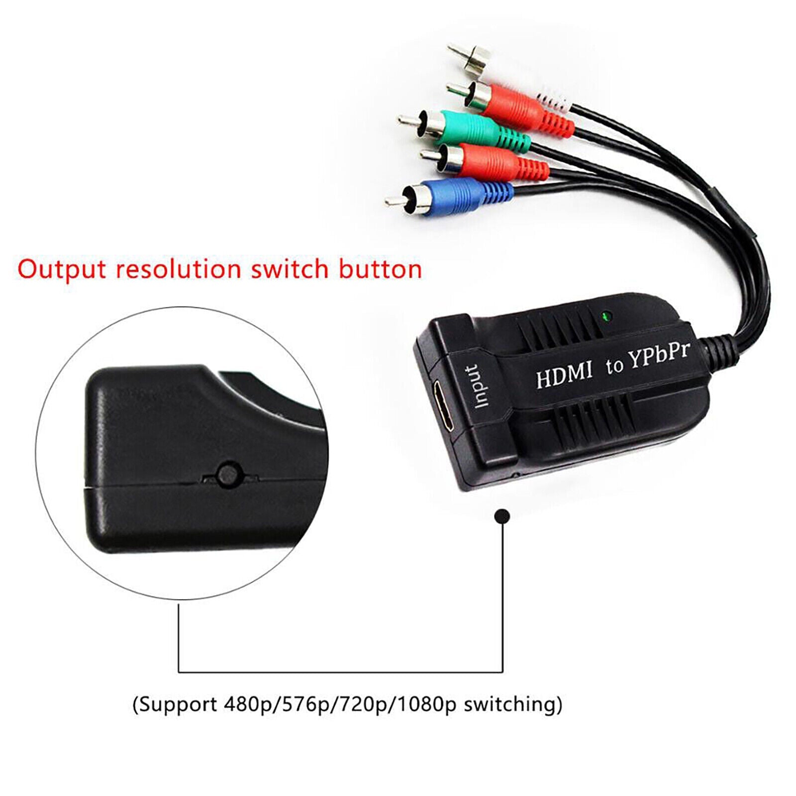 HDMI to 1080P YPBPR Component Video 5RCA RGB Adapter R/L Audio Output 720/1080P - Office Catch