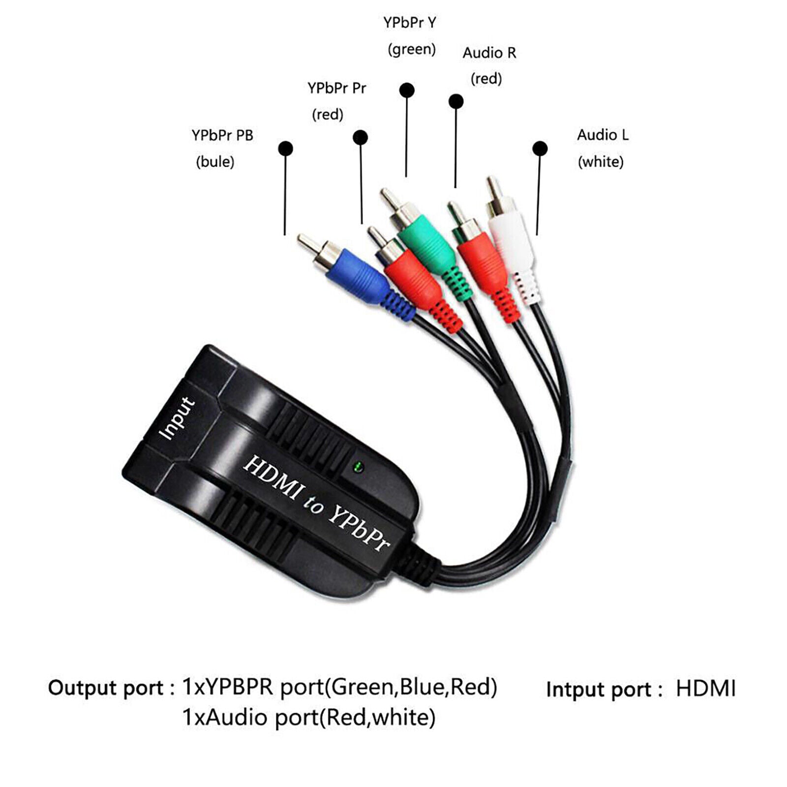 HDMI to 1080P YPBPR Component Video 5RCA RGB Adapter R/L Audio Output 720/1080P - Office Catch