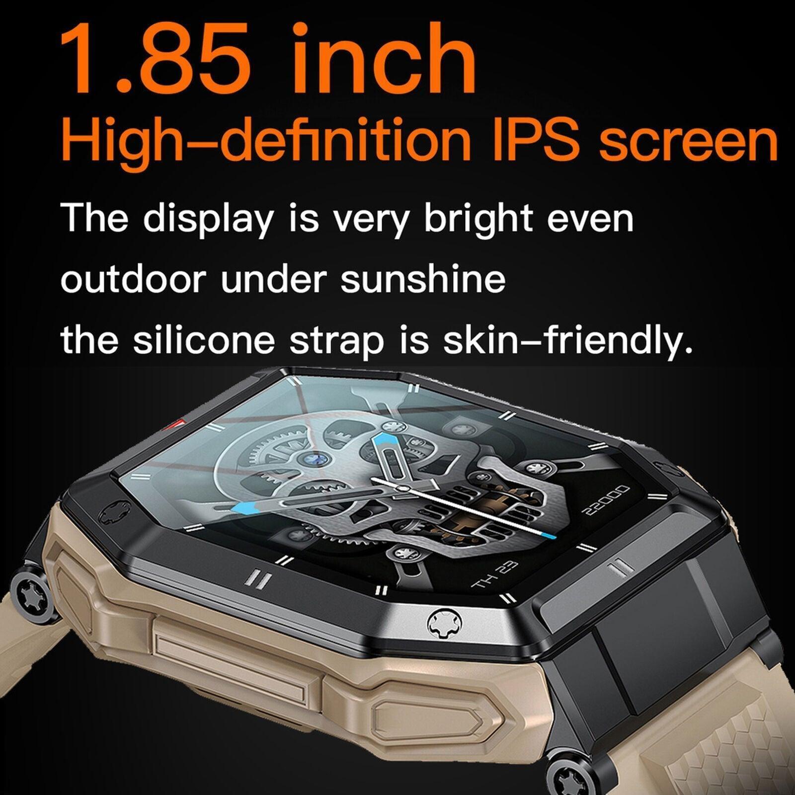 Large Screen Bluetooth Call Men Smart Watch Sport Military Fitness Tracker Health Monitor Smartwatch for Male - Office Catch