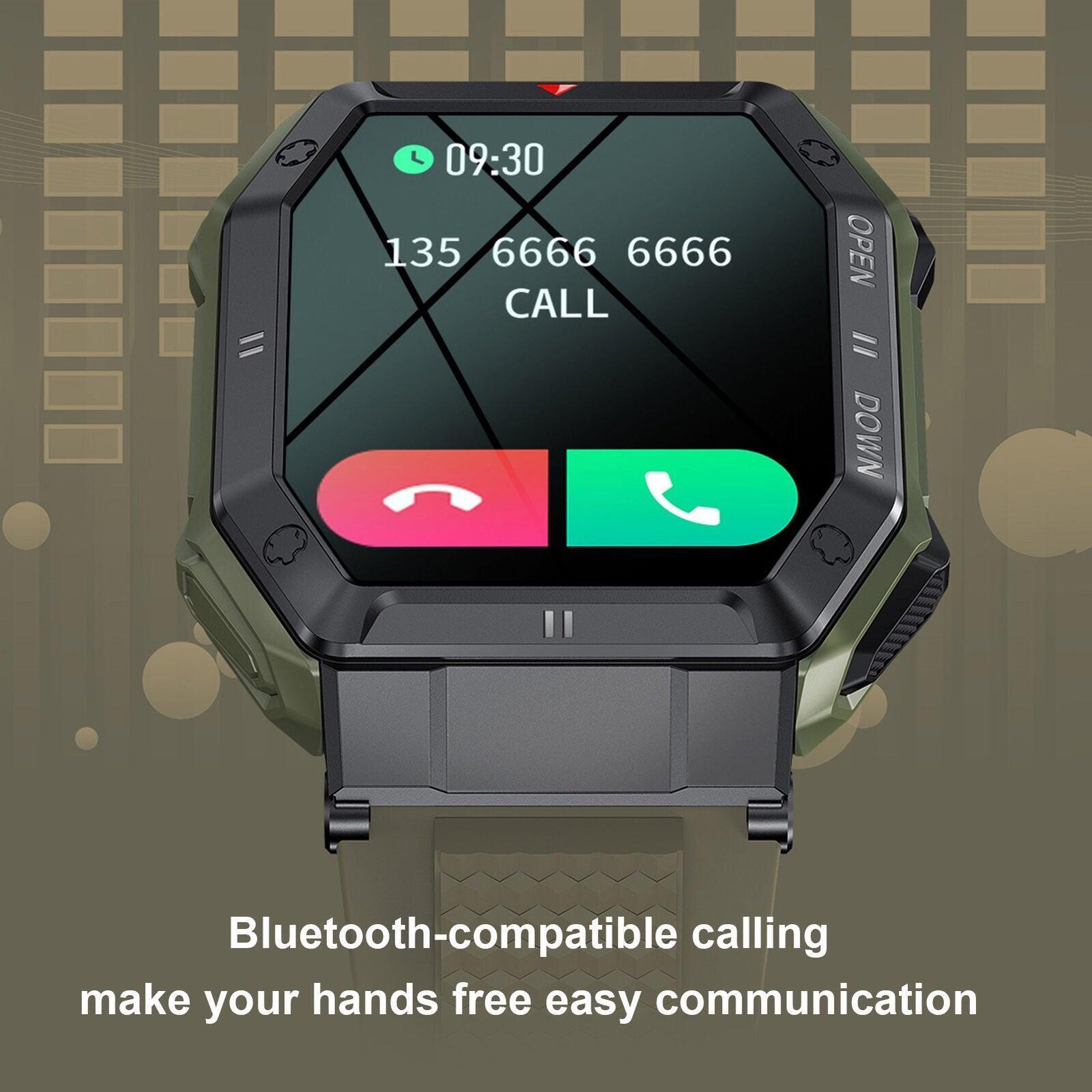 Large Screen Bluetooth Call Men Smart Watch Sport Military Fitness Tracker Health Monitor Smartwatch for Male - Office Catch