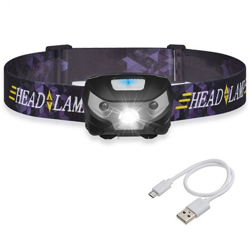 Rechargeable LED Head Torch Headlight Lamp CE Camping Induction Headlamp USB - Office Catch