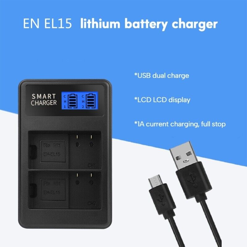 Suitable For Nikon EN-EL15 Smart LCD Display USB Dual Charger - Office Catch