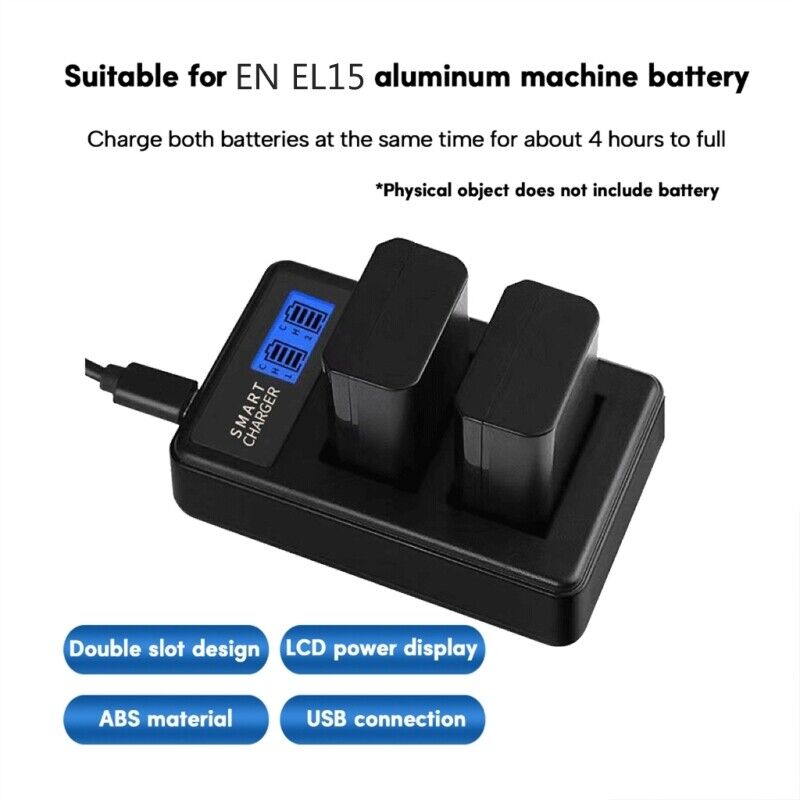 Suitable For Nikon EN-EL15 Smart LCD Display USB Dual Charger - Office Catch