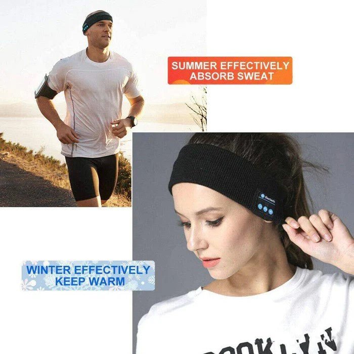 Wireless Bluetooth Headband Earphone Stereo Sport Headphone Headset GYM Sleep | Black - Office Catch