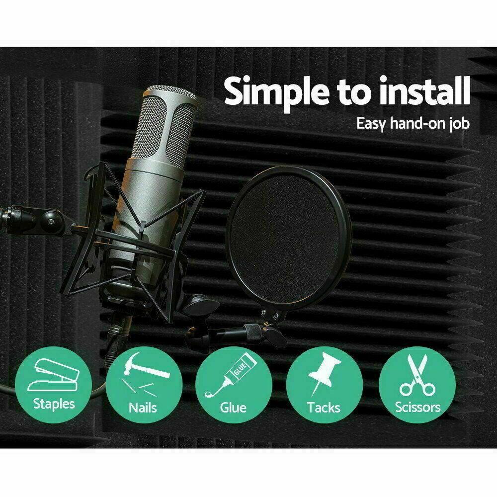 [12 Pack] Studio Acoustic Foam Sound Absorbtion Proofing Panels Tiles Wedge | 30*30*2.5cm - Office Catch