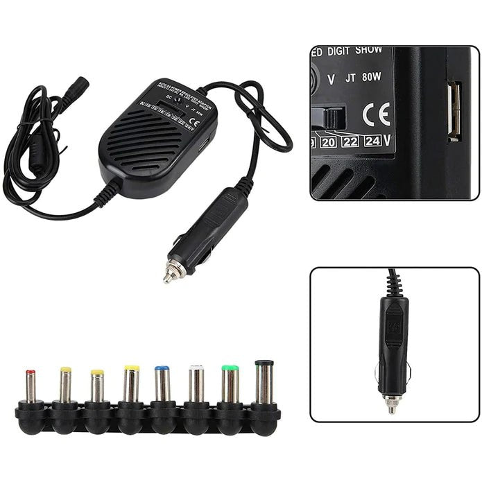 12V 80W Car Laptop Charger Travel Adapter Dell Hp Toshiba Sony Acer Universal - Office Catch