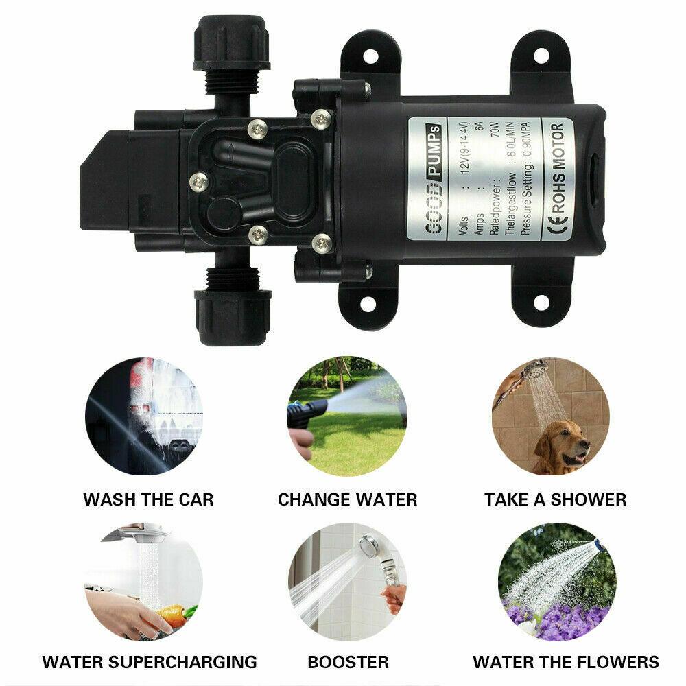 12V Water Pump 6Lpm 70W Self-Priming Caravan Camping Boat 130PSI - Office Catch