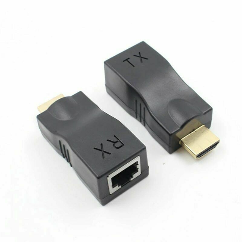 2 Pack 30M HDMI Extender to Dual RJ45 Over Cat 5e/6 Network Ethernet Adapter 1080P AU - Office Catch