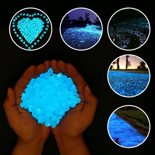 200 Pack Blue Pebbles Stone Glow in the Dark Rock Fish Tank Stones Garden Road Dec - Office Catch