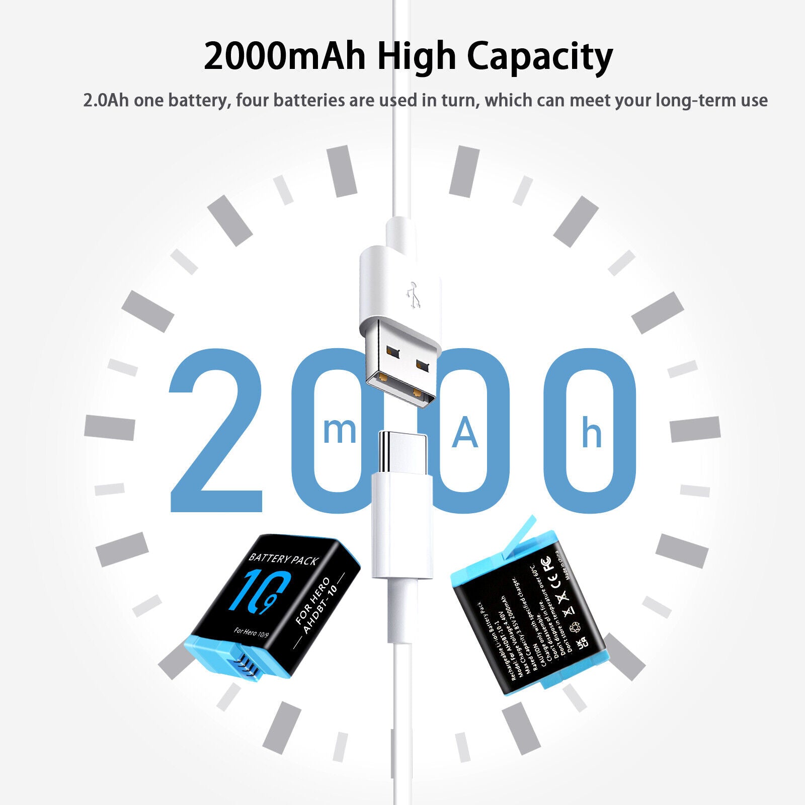 2000mAh for GoPro HERO 10 9 8 7 6 5 Replacement Battery - Office Catch