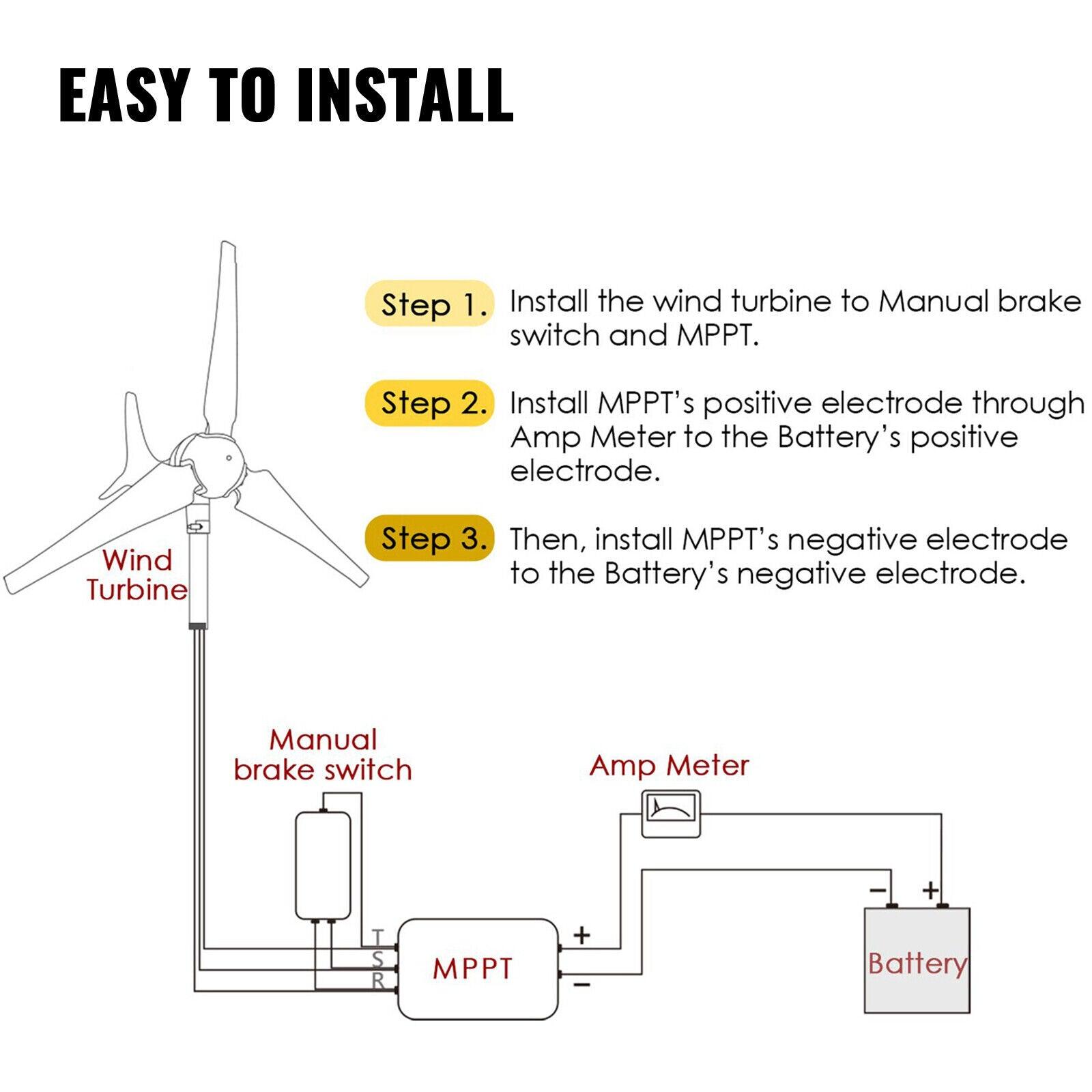 400W Wind Turbine Generator 20A Charger Environmental 3 Blades Windmill Power - Office Catch