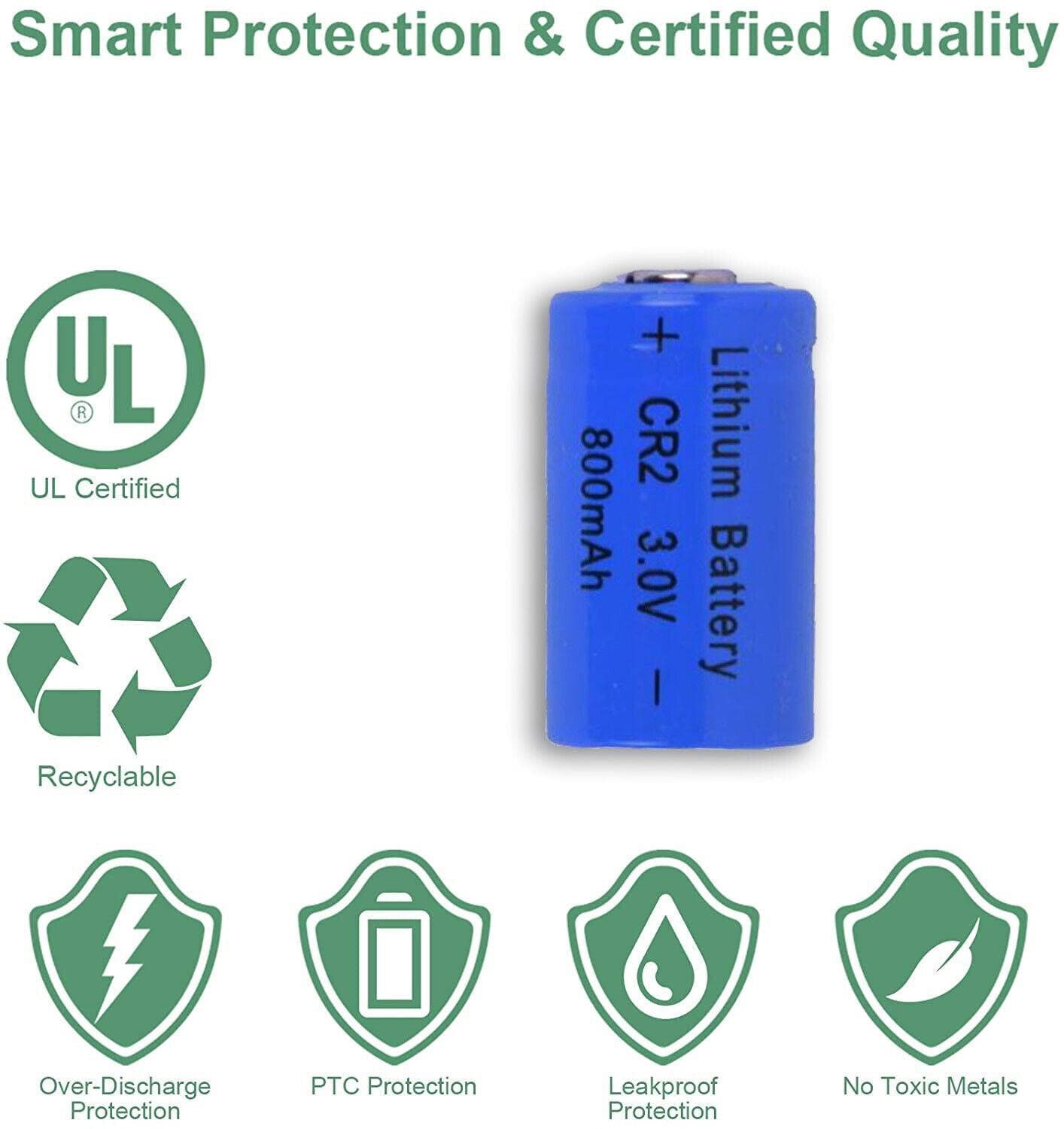 8 Pcs High quality 800mAh 3V CR2 lithium battery for GPS security system camera medical equipment - Office Catch