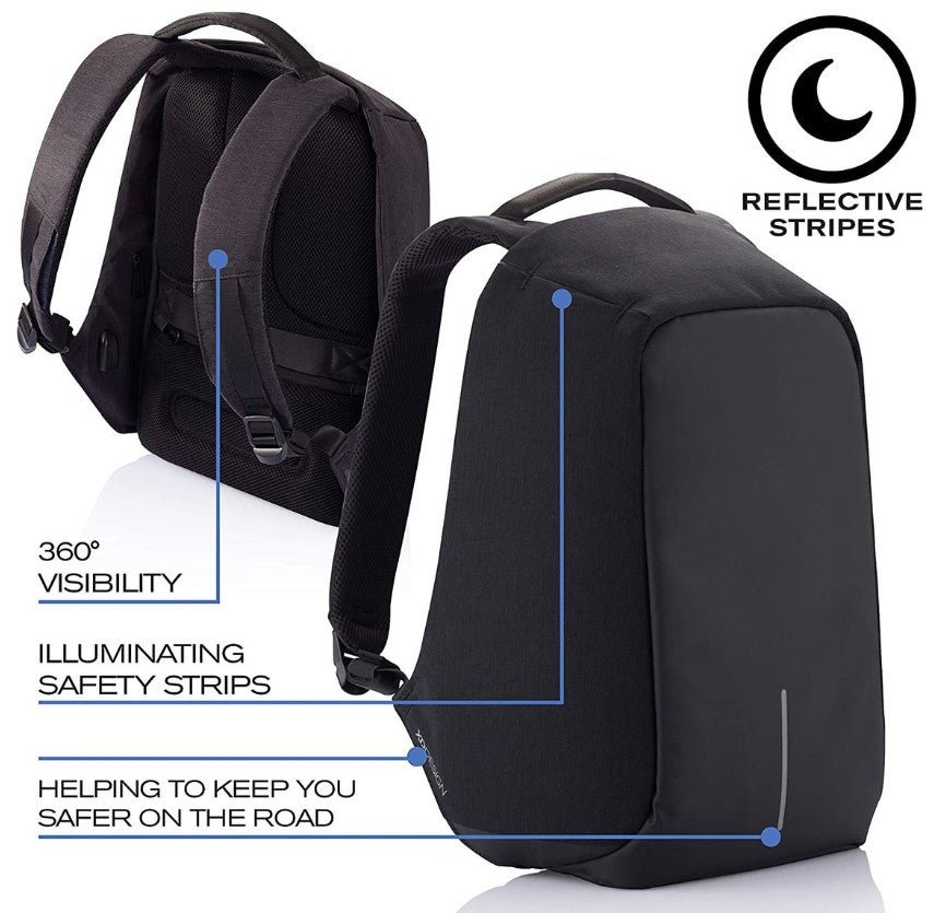 Bag Backpack Anti-theft USB Charging Waterproof Laptop Travel Shoulder School | Black - Office Catch