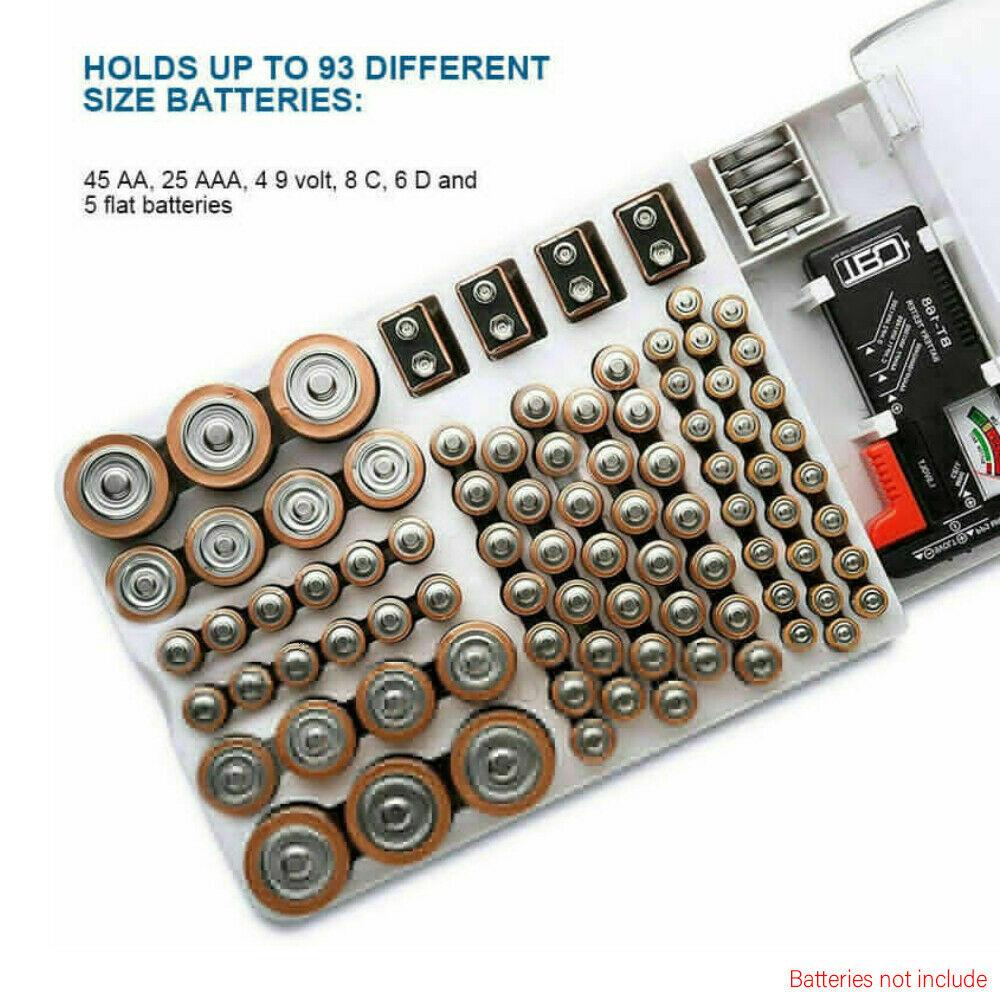 Battery Storage Box Organiser Case With Battery Tester - Office Catch