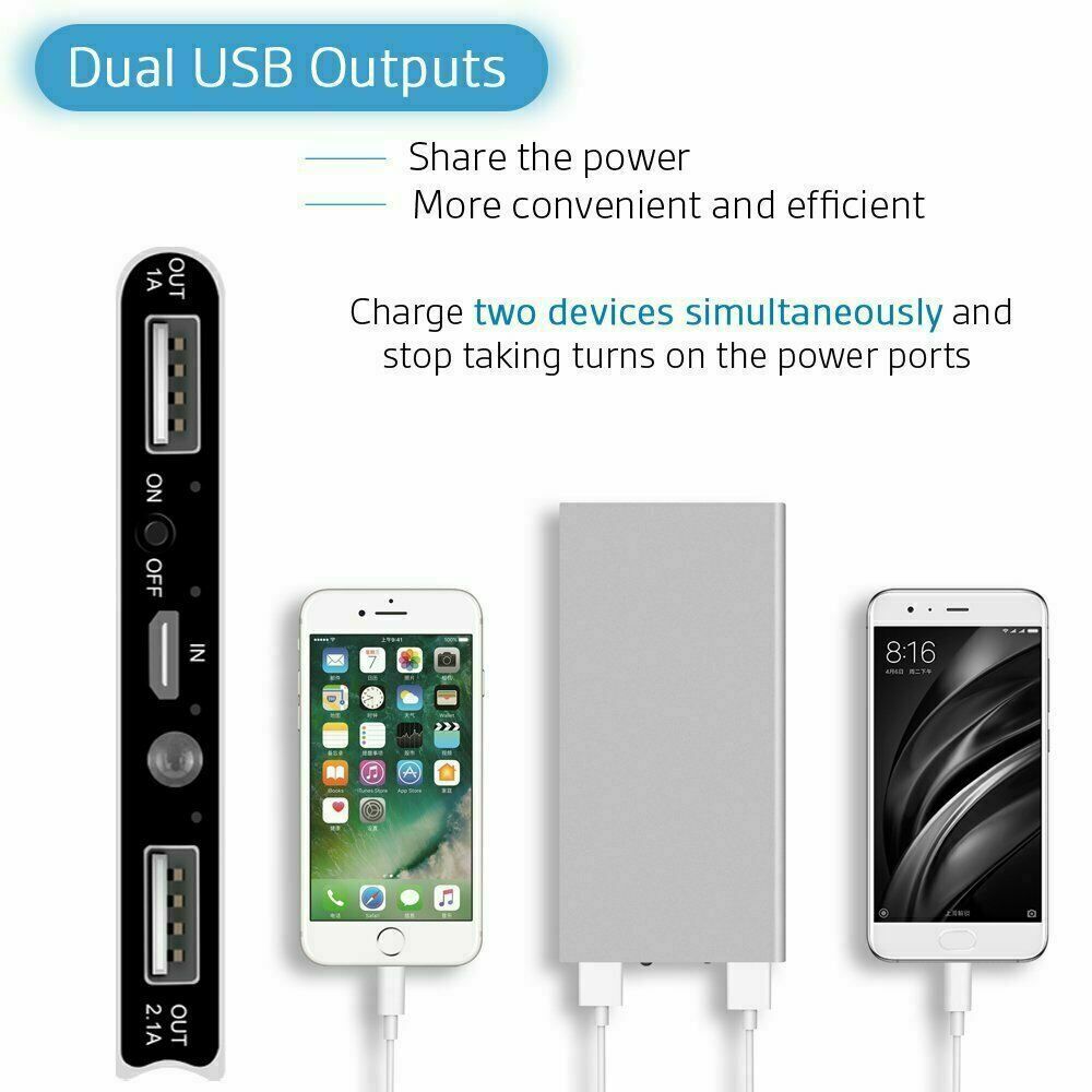 Black | 100000mAh For Mobile Phone Dual USB Portable Battery Charger External Power Bank - Office Catch