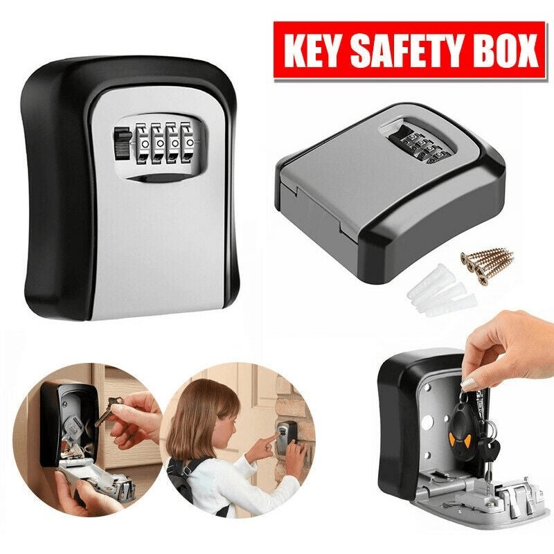 Combination Lock Key Safe Storage Box With Wall Mounting - Office Catch