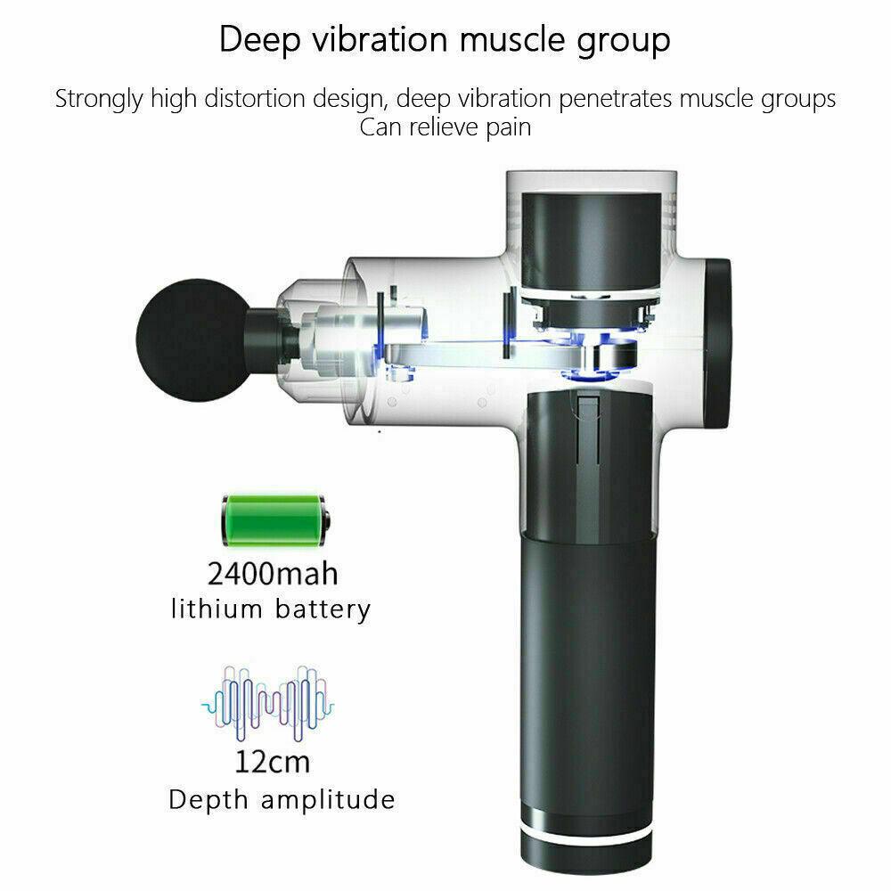 Deep Tissue Massage Gun with 6 Heads LCD Percussion Vibration Muscle Therapy - Office Catch