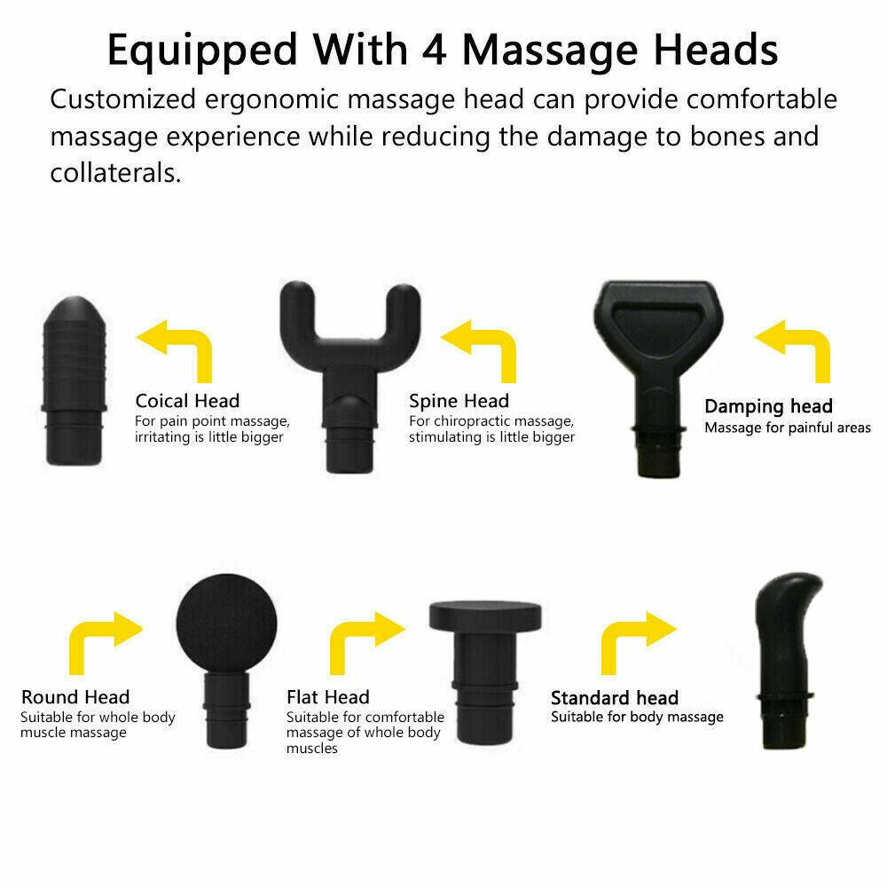 Deep Tissue Massage Gun with 6 Heads LCD Percussion Vibration Muscle Therapy - Office Catch