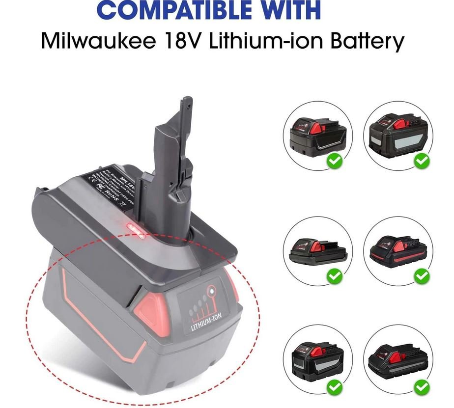 Dyson V7 Adapter for Milwaukee M18 18V Lithium Battery Converter to Replace for Dyson V7 Battery - Office Catch