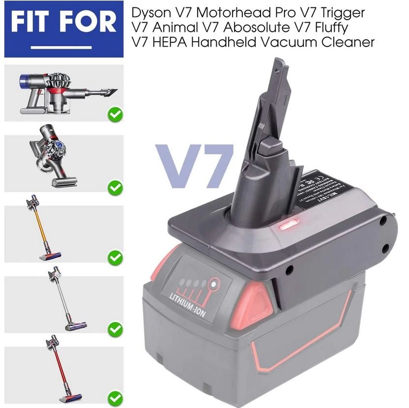 Dyson V7 Adapter for Milwaukee M18 18V Lithium Battery Converter to Replace for Dyson V7 Battery - Office Catch