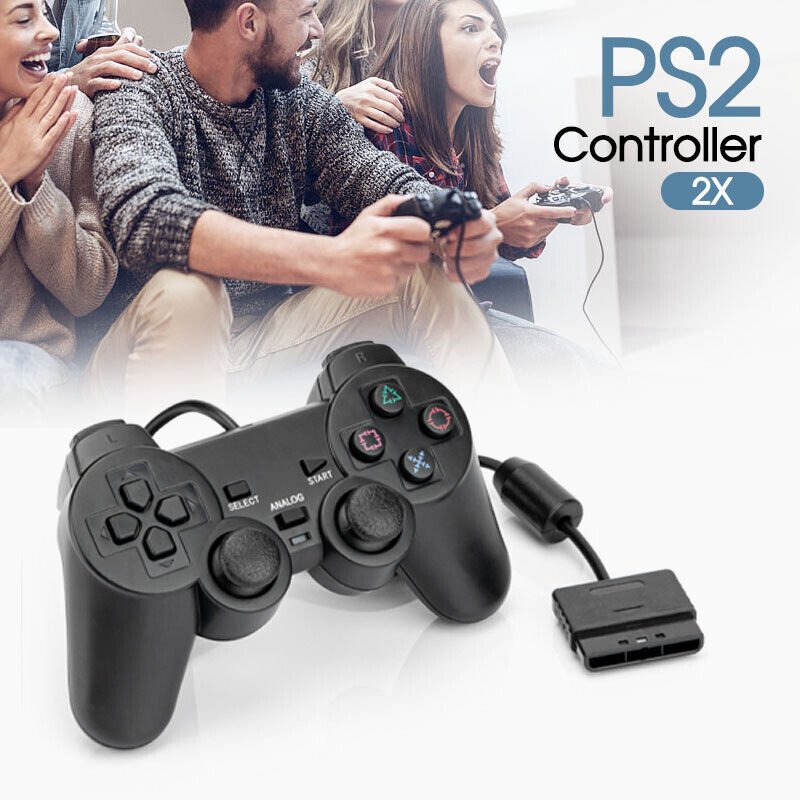 For PS2 PlayStation 2 Wire Cable Controller Dual Vibration Console Joypad - Office Catch