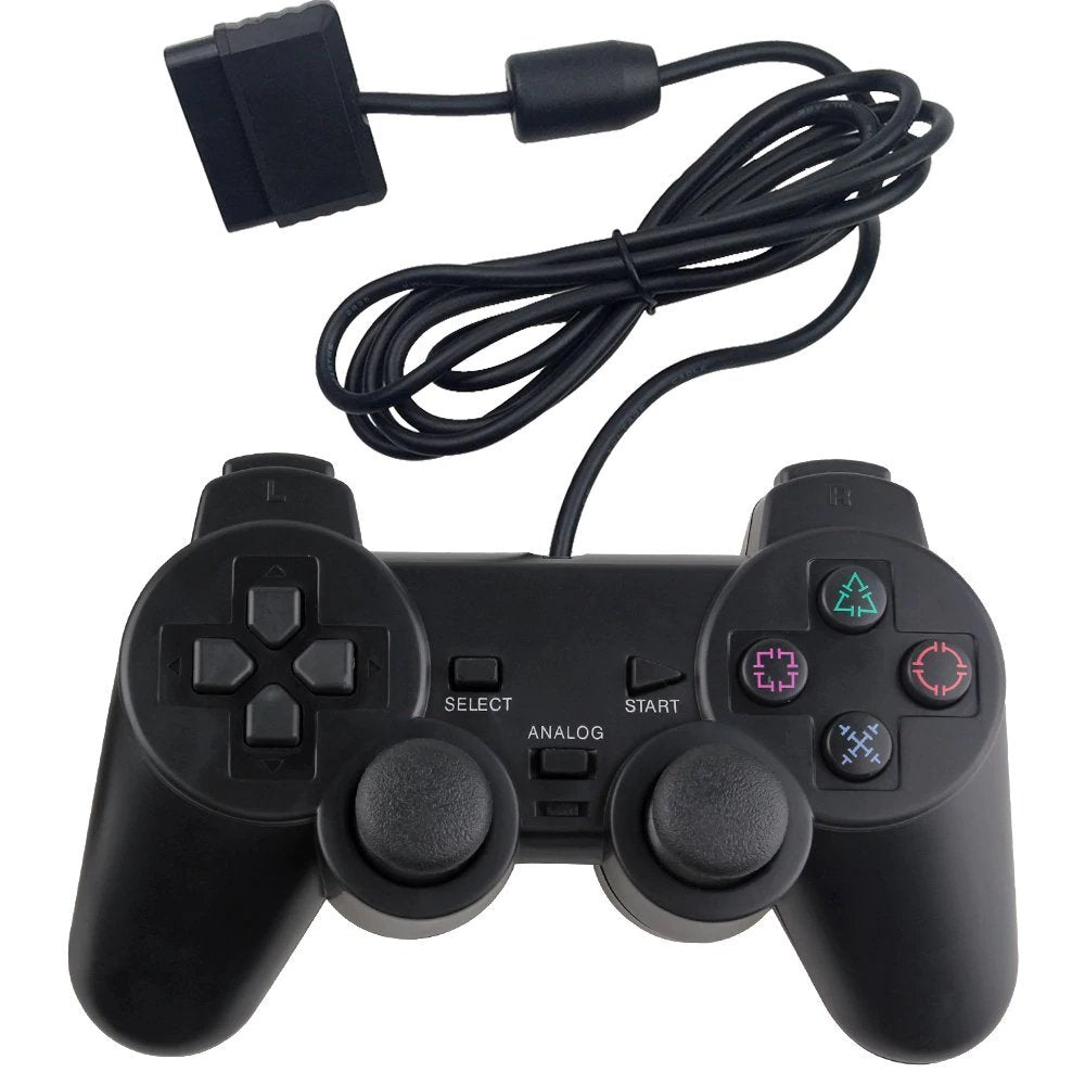 For PS2 PlayStation 2 Wire Cable Controller Dual Vibration Console Joypad - Office Catch