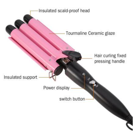 Hair Curlers 3 Barrel Curling Iron Beach Waves Curling Iron Hair Curler - Office Catch