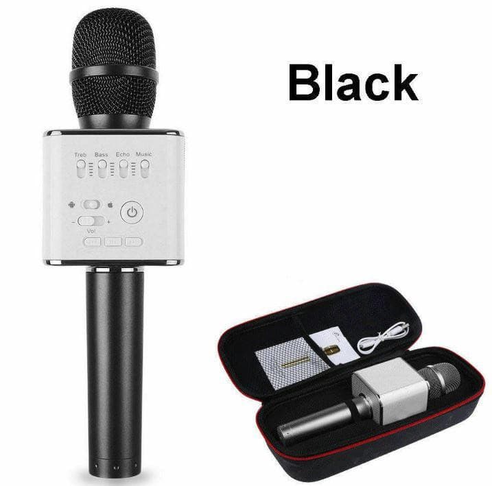 Karaoke Microphone Q9 Wireless Bluetooth Speaker Handheld Mic USB Player | Black - Office Catch