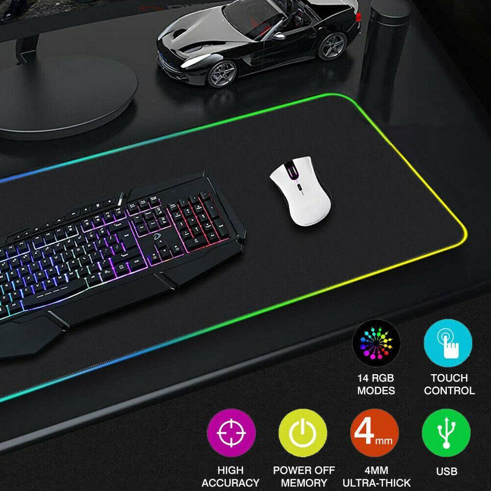 Large And Extended Gaming Mouse Pad With Keyboard Desk Anti-slip Mat LED - Office Catch