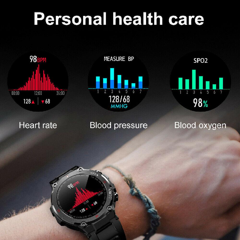 Mens Sports Smart Watch Bluetooth Heart Rate Blood Pressure Oxygen Monitor - Office Catch