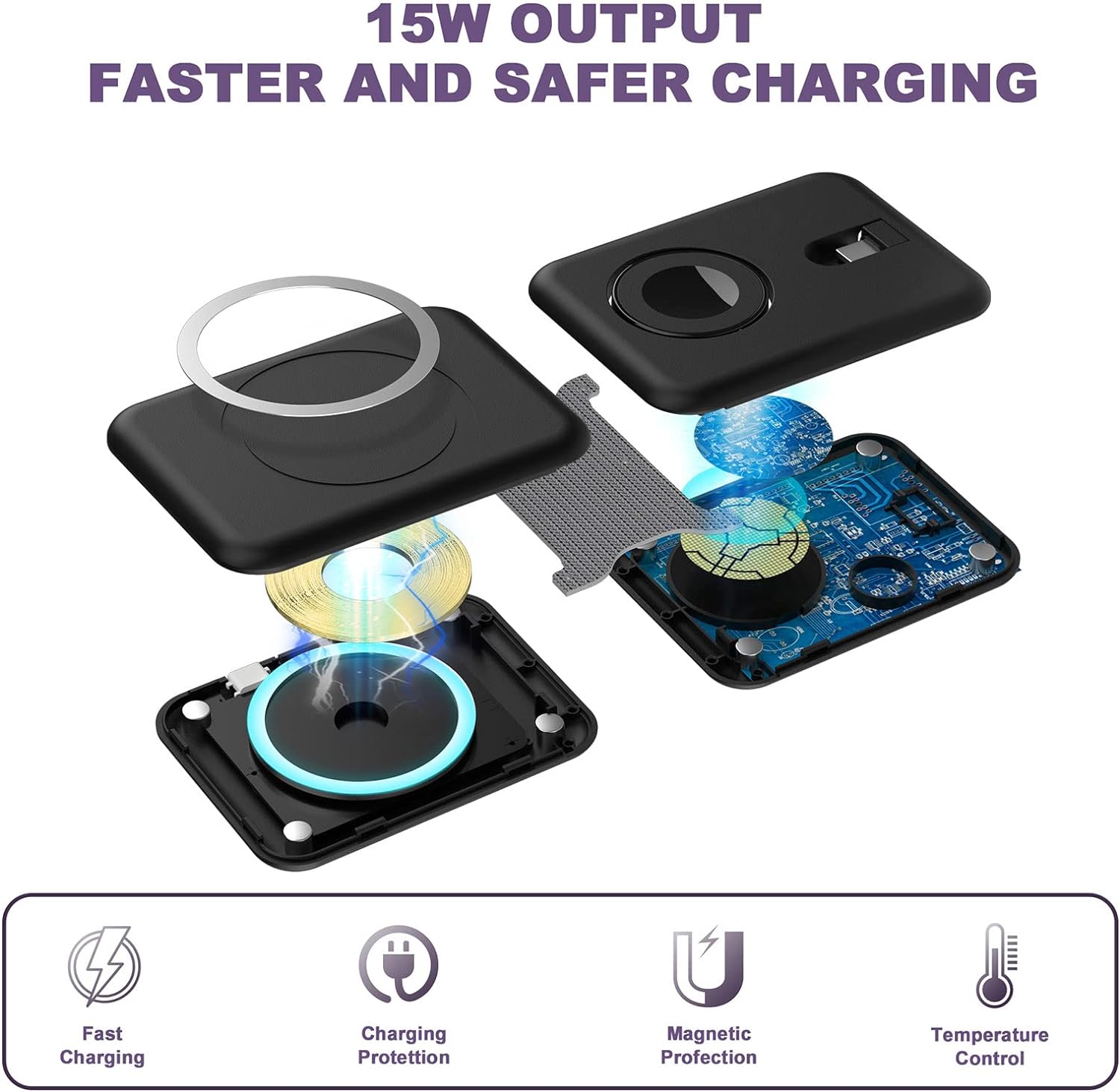 Portable Power Hub: 3-in-1 Foldable Wireless Charger with Magnetic Charging Pad, Fast Charging Station, and Portable Stand - Office Catch