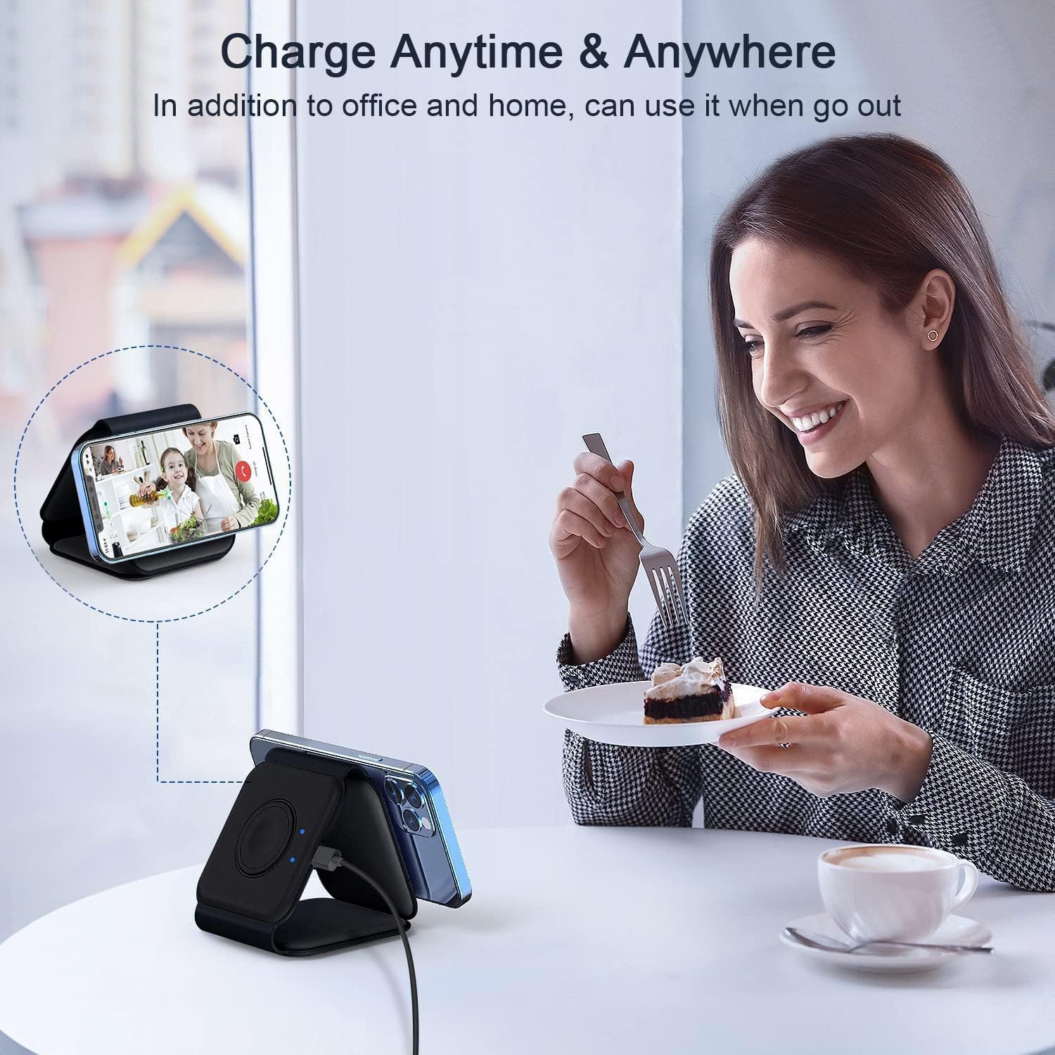 Portable Power Hub: 3-in-1 Foldable Wireless Charger with Magnetic Charging Pad, Fast Charging Station, and Portable Stand - Office Catch